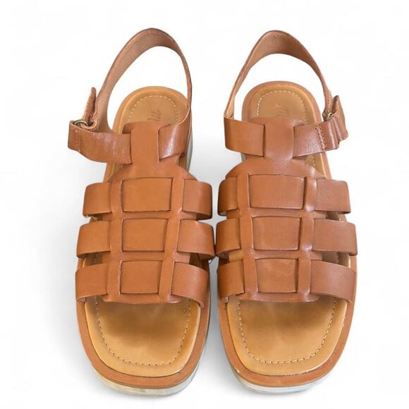 MADEWELL FISHERMAN SANDAL BROWN LEATHER PLATFORM SIZE 8 1/2. - Picture 4 of 8